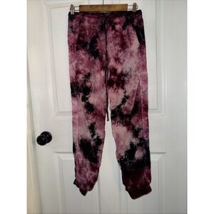 Hard Tail Forever Satin Jogger Pant XS Tie Dye Pink Black Pull On Drawstring